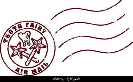 Tooth Fairy Letter Postage Postal Post Stamp Stock Vector