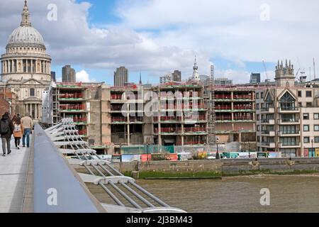 One Millennium Bridge development building under construction on River Thames riverside site in spring 2022 City of London UK Britain   KATHY DEWITT Stock Photo