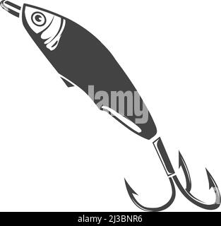 Fishing rod hook icon. Fish catching logo Stock Vector