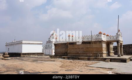 View of Majjigana Basadi, Chandragiri Hill, Shravanbelagola, Karnataka, India Stock Photo