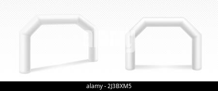 Inflatable arches for advertising, races, marathon and sports events. Blank archways or gate, finish or start on sports competition isolated on white Stock Vector