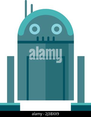 Funny droid icon. Cute retro robot kid Stock Vector