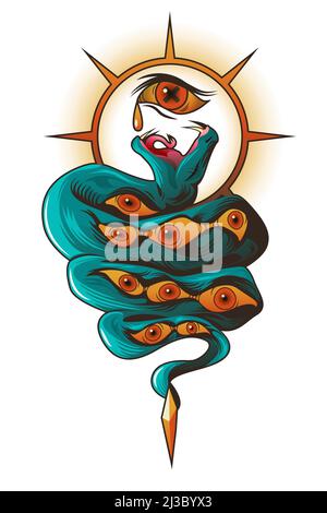 Universe Spiritual Tattoo Snake Moon Stars' Sticker | Spreadshirt