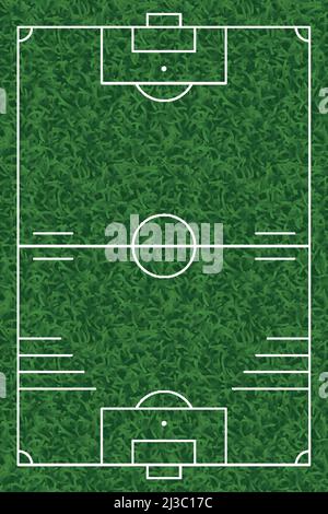 Soccer field scheme top view with realistic green grass Stock Vector