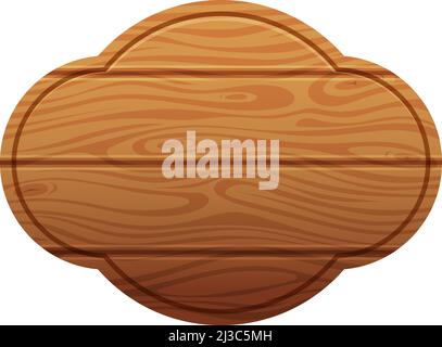 Blank billboard template. Wooden planks signboard in cartoon game style Stock Vector