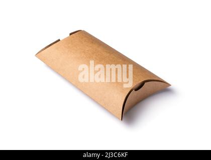 Blank closed craft box mockup as disposable packaging with eco friendly, recyclable materials isolated on white background Stock Photo