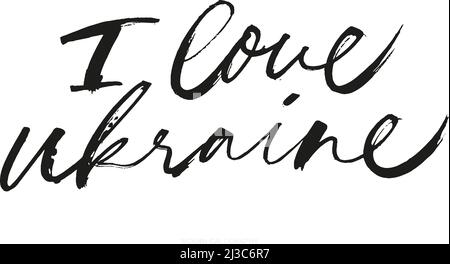 I love Ukraine vector black brush calligraphy. Stock Vector