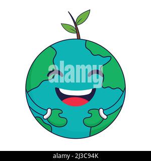 Earth cartoon icon vector illustration isolated on white background. Earth icon, sign, symbol. Earth infographics, icon, clipart. Stock Vector
