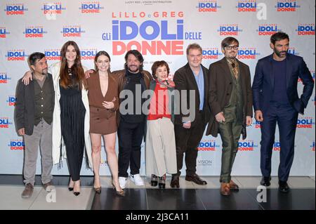 Rome, Italy. 07th Apr, 2022. Cast attend the photocall of the movie Gli idoli delle donne at Cinema Adriano. (Photo by Mario Cartelli/SOPA Images/Sipa USA) Credit: Sipa USA/Alamy Live News Stock Photo
