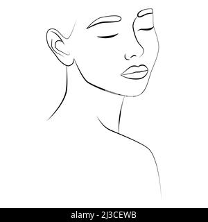 Vector abstract creative background. In a minimalistic fashion style with a portrait of a female face. Design templates for social networks. Stock Vector