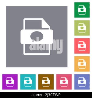 Message file type flat icons on simple color square backgrounds Stock Vector