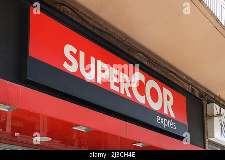 VALENCIA, SPAIN - APRIL 07, 2022: Supercor is a supermarket chain belonging to the El Corte Ingles group Stock Photo