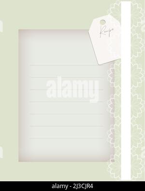 Recipe template in scrapbooking style - collage vintage blank blank card with old paper, lace. Vector illustration Stock Vector