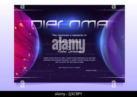 Certificate template for science award with planets in background ...