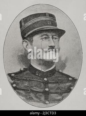 Alfred Dreyfus (1859-1935). French military officer. In 1894 he was charged with treason for passing on reports of military secrets to the German embassy in Paris. The trial, known as the Dreyfus Affair, had wide repercussions in French politics. Portrait. Photoengraving. La Ilustración Española y Americana, 1898. Stock Photo