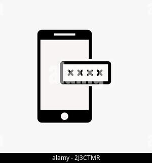 Smartphone security pixel perfect linear icon. Mobile phone user verification. Login password. Stock Vector