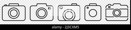 Camera line icons set. Vector illustration isolated on transparent background Stock Vector