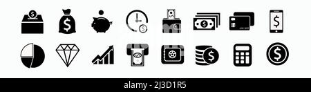 Money icons set on white background Stock Vector