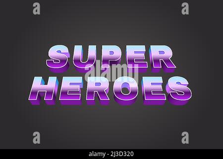 Editable text effects Super Heroes , words and font can be changed Stock Vector