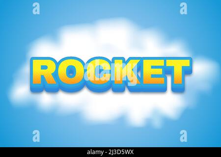 Editable text effects Rocket , words and font can be changed Stock Vector