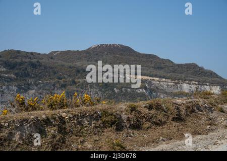 Present day china clay extraction at Wheal Martyn and Greensplat, as viewed from the Wheal Martyn Clay Works Museum, Cornwall, UK. Stock Photo