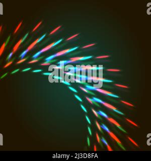 Vector illustration of bright bokeh shining flares of street evening lights, fireworks and disco ball sparkles. Stock Vector