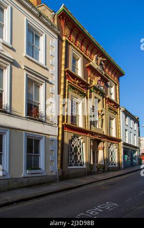 The Grade 1 Listed 'Egyptian House, Chapel Street, Penzance, Cornwall, UK Stock Photo