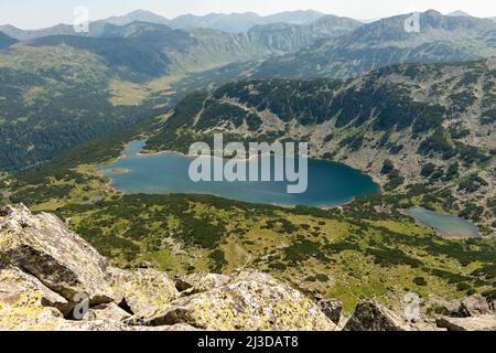 Largest glacial lake on Balkans Stinky Lake or Smradlivo Lake as seen from Rilets Summit in Rila National Park and Nature Reserve, Bulgaria, Balkans Stock Photo