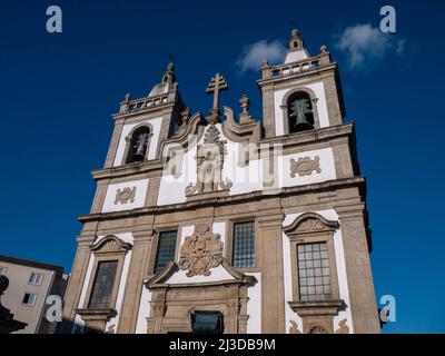 VILA REAL, PORTUGAL - April 02, 2022:  Igreja de Sao Pedro church of baroque style in Vila Real, Portugal. Stock Photo