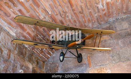 Ankara, Turkey - March 26 2022: Model plane as biplane fighter aircraft used in World War I Stock Photo