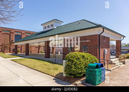 CONCORD, NC, USA-3 APRIL 2022: The Rotary Club of Concord Park and covered veranda in downtown. Stock Photo