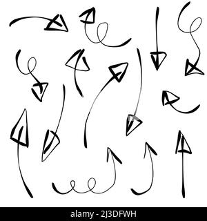Vector set of doodle hand drawn chalk arrows on white Stock Vector
