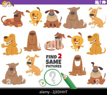 find two same dog characters game coloring book page Stock Vector Image ...