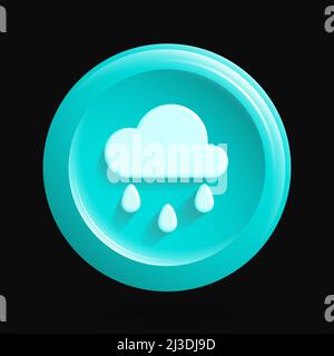 Blue Weather Forecast Icon. Isolated 3D Round Button. Vector illustration Stock Vector