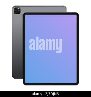 Tablet Mockup. Front and Back View. Isolated Realistic Device on White Background. Vector illustration Stock Vector