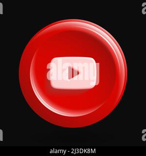 Red Video Platform Icon. Isolated 3D Play Button. Vector illustration Stock Vector