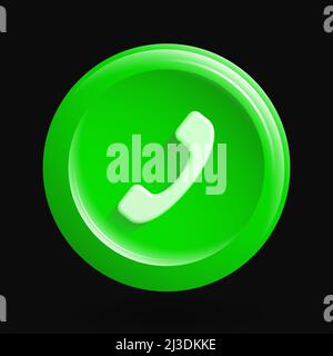 Green Call Icon. 3D Isolated Phone Button. Vector illustration Stock Vector