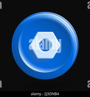 Blue Settings Icon. 3D Design for Isolated Button. Vector illustration Stock Vector