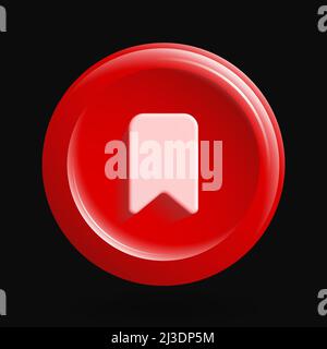 Bookmark Icon. Red Isolated 3D Object. Favorites Button. Vector illustration Stock Vector