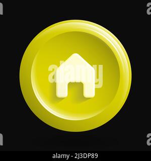 Simple Home Icon. 3D Round House Button. Vector illustration Stock Vector