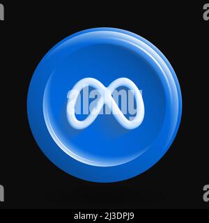 New Social Media. Round 3D Icon. Blue Isolated Infinity Symbol. Vector illustration Stock Vector