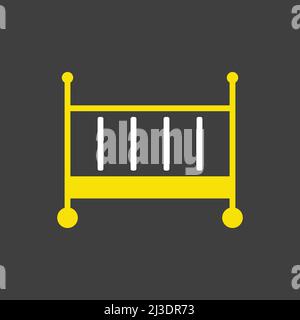 Classic wooden baby crib vector glyph icon. Graph symbol for children and newborn babies web site and apps design, logo, app, UI Stock Vector