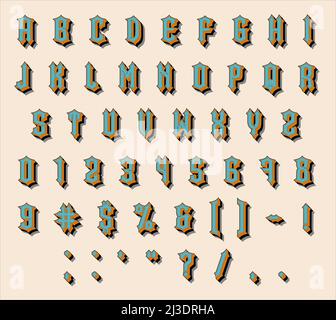 Colorful font effect. Set of capital letters and numbers. Vector ...