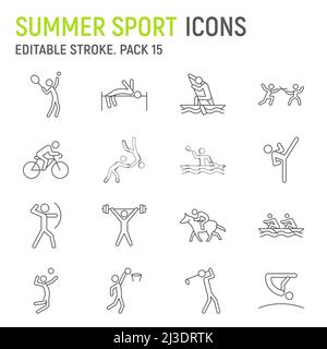 Summer sport line icon set Stock Vector