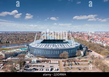 Aerial view over Weserstadion, SV Werder Bremen home stadium Stock Photo