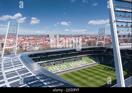 Aerial view over Weserstadion, SV Werder Bremen home stadium Stock Photo