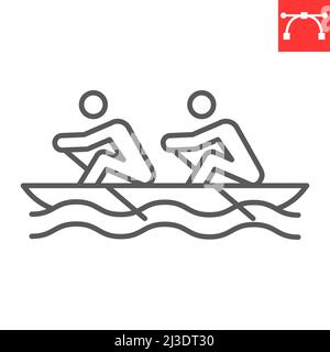 Rowing sport line icon Stock Vector