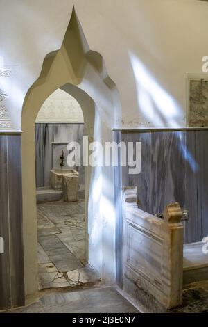 Detailed interior views from the Second Bayezid Bath, The Bayezid II Hamam, Culture Museum in Fatih, Istanbul, Turkey on March 30, 2022. The Bayezid I Stock Photo