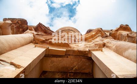 The Petra Church is located in the ancient city of Petra in Jordan.Was built in the Byzantine period around 450BC over the remains of Roman and Nabata Stock Photo