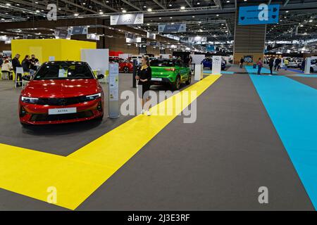 LYON, FRANCE, April 7, 2022 : The Lyon Motor Show is held at Eurexpo where the biggest brands exhibit their new models. Stock Photo